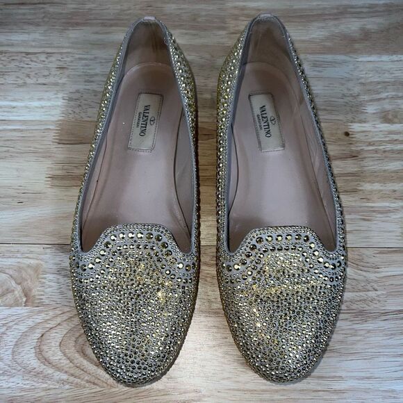 Valentino Garavani Glam Micro-Rockstud Ballet Flat Smoking Slipper Women’s 37.5 - Picture 5 of 15